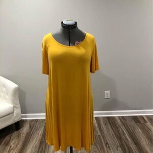 1X Dress NY Invasion Short Sleeve Golden Tunic pit-pit=21” length=36” C5578